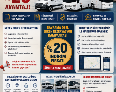 Kurban Bayramı Yoğunluğu Başladı! Minibüs ve Otobüs Kiralamada Erken Rezervasyon ile %20 Avantaj